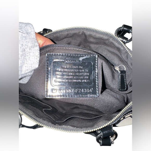 Coach Signature Print Satchel Black & Grey Handbag. 12x8x5 Inches GUC - Picture 10 of 10